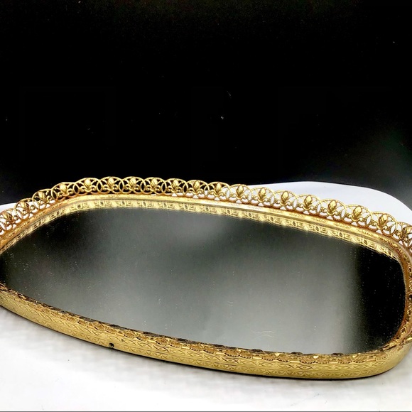 🌺Vintage Gold Ormolu Mirrored Tray - Picture 2 of 10